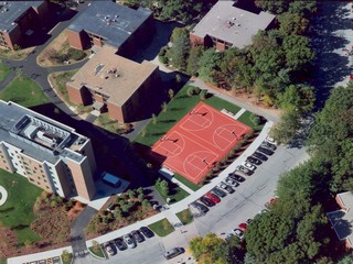 Arial View of Color Coated Basketball Courts