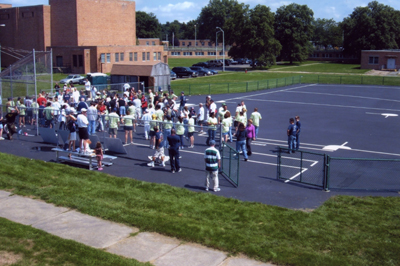 The crowd gathered together for the ceremony