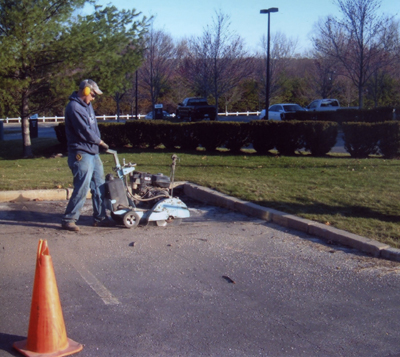 Cutting around a catch basin